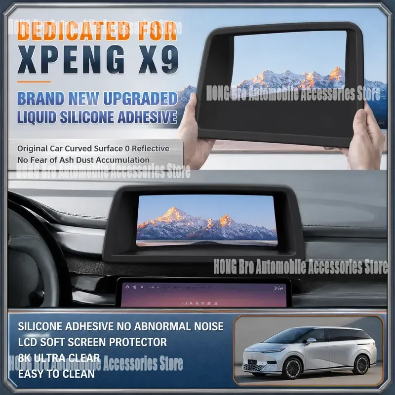 For Xpeng X9 Silicone Curved Head Up Display HUD Protective Cover Dust Screen Protector Shield Anti Scratch Car Accessories