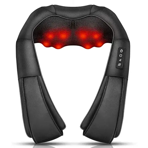 16 Massage Heads Black Kneading Shiatsu Neck Electric Massager Deep Tissue Shoulder Massager Cervical Massager for Home and Car