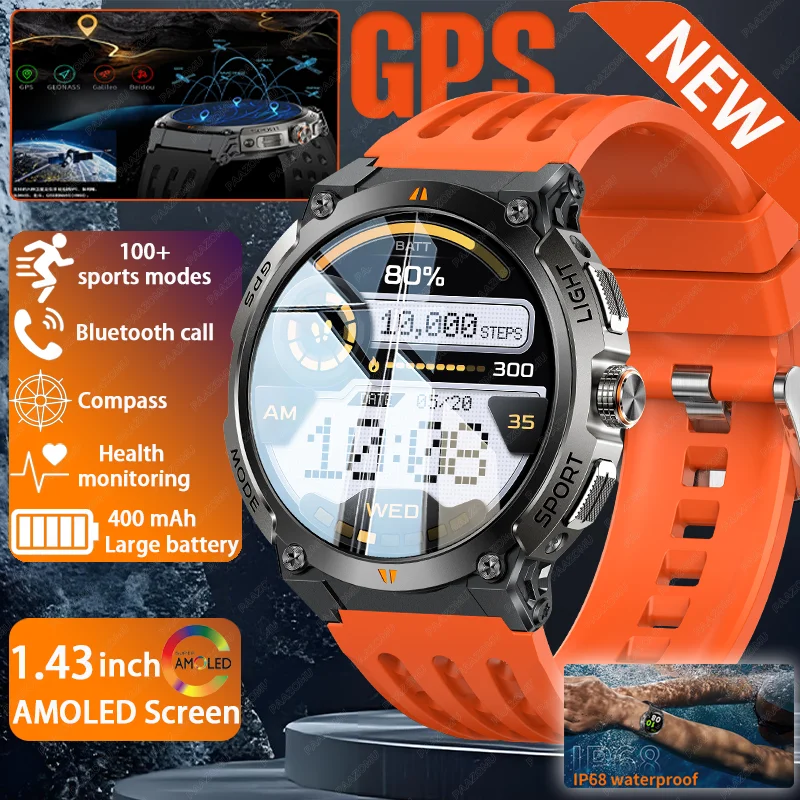 

New Original Premium GPS Smart Watch Ultra HD AMOLED Display Built-in GPS Bluetooth call Waterproof outdoor sport Smart Bracelet
