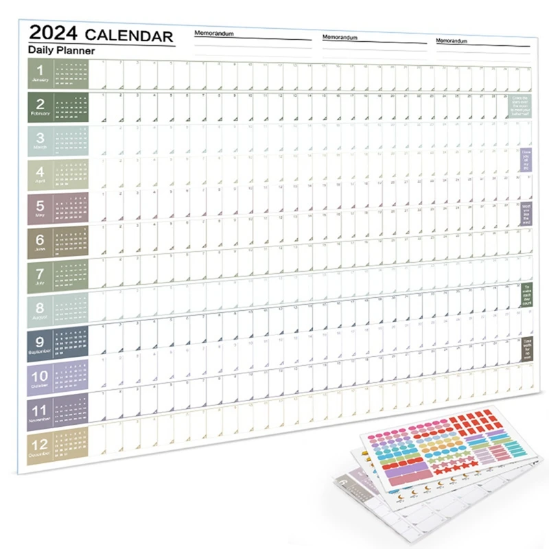 Calendário de parede, Ano, Gráfico de parede, Anual, 2024, 2024