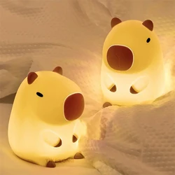 Cute Silicone Mango Capybara Night Light Touch Bedside Sleep Lamp RGB Timing Function Nightlight Gift USB Rechargeable Animal