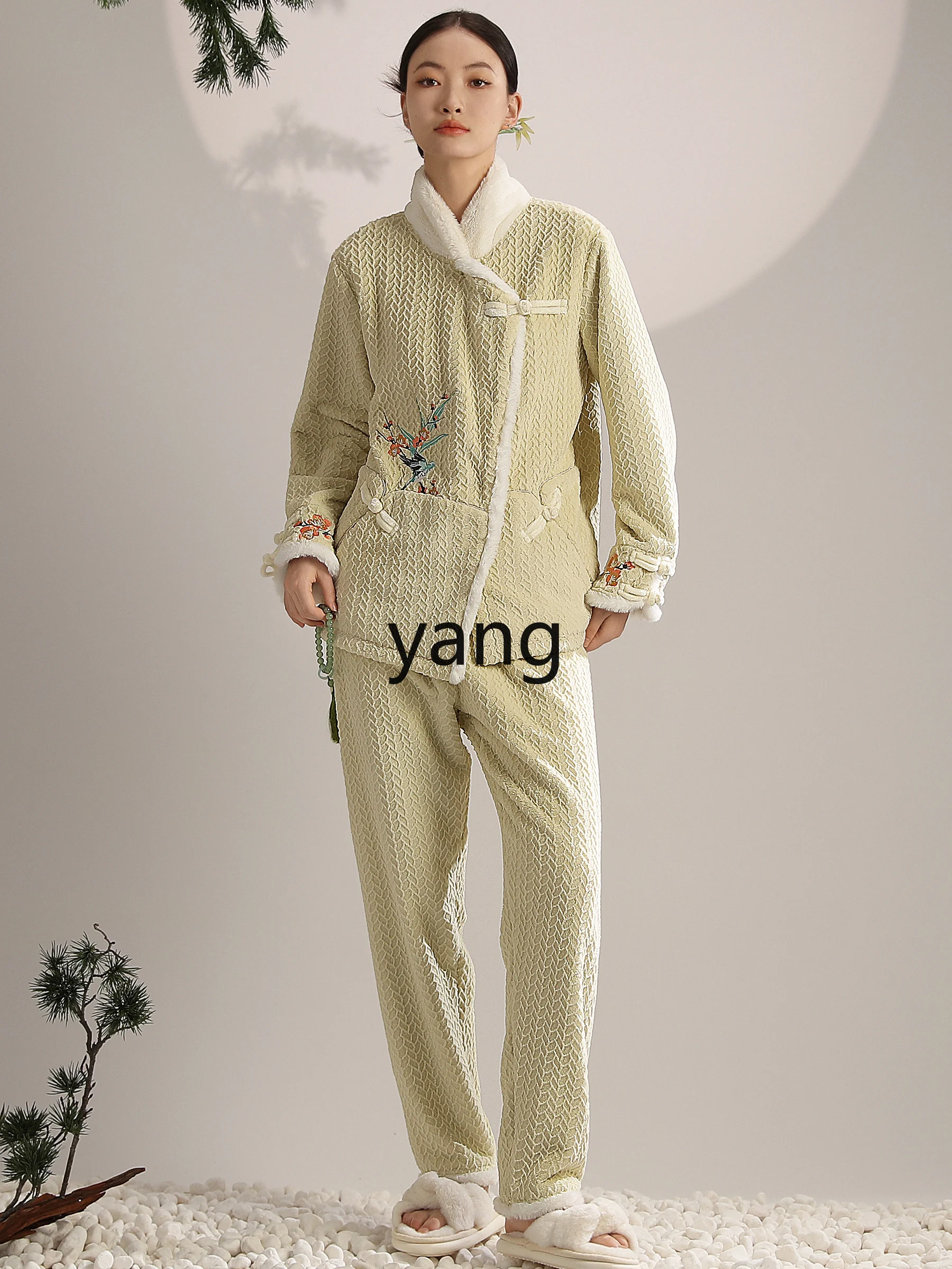 LMM warm premium pajamas women's autumn and winter fleece thickened loungewear set