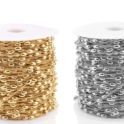 1Meter Stainless Steel Side Wrapped Clip Rice Bead Chain Twist Chain DIY Necklace Jewelry Making In Bulk
