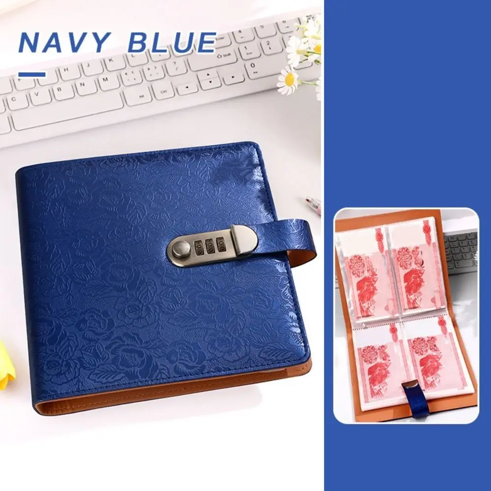 Emboss Flower Envelop Savings Challenges Book PU Leather Savings Handbook Saving Money Binder Refillable Account Book