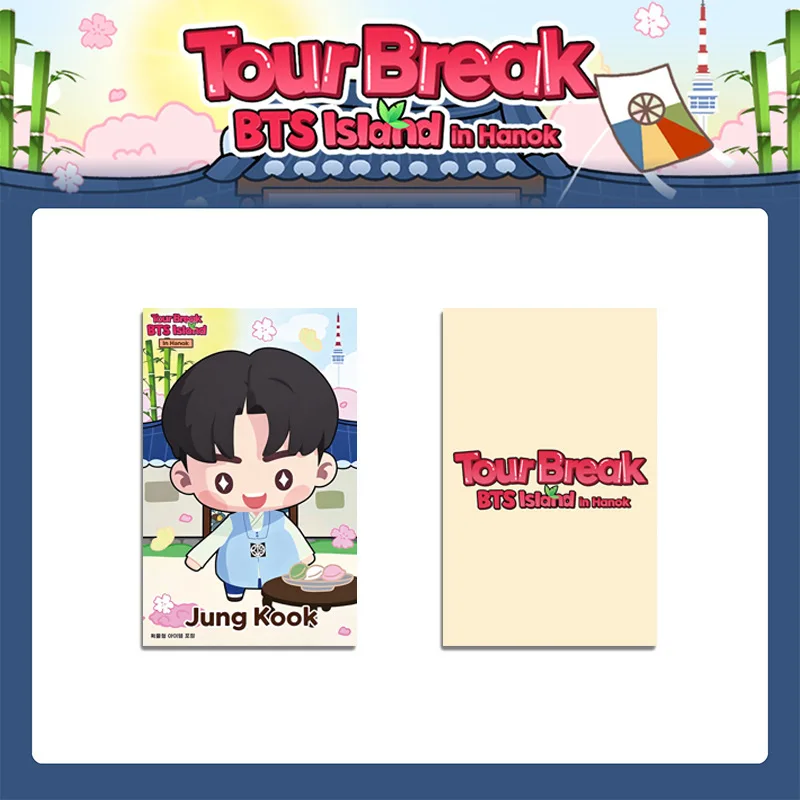 Kpop 7Pcs BTS Tour Break Island in Hanok Lomo Cards Cute Cartoon Photocard Set Fans Collection Gift
