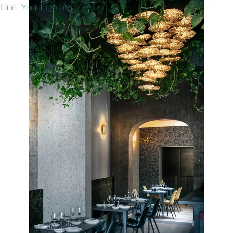 

Gold Foil Process Pendant Lights Textured Understated Luxury Home-applicants Led Dimmble Lightings Suspension For Living Room