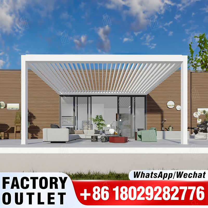 oscaracso OEM/ODM Living Room Canopy Sun Shade Pavilion Bar Party Awning Restaurant Gazebo Outdoor Aluminum Pergola