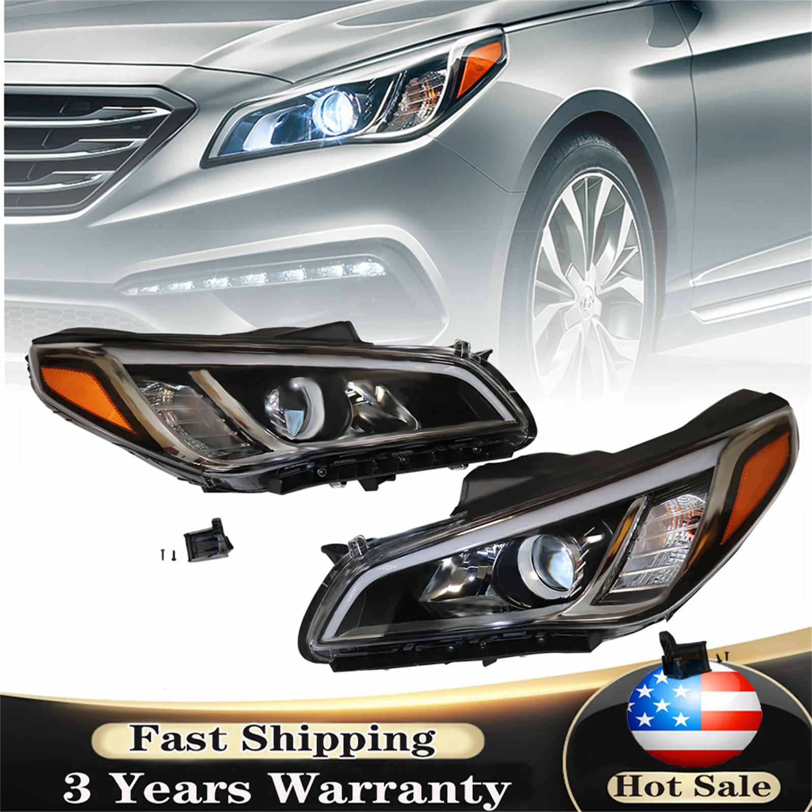 

Auto Halogen Headlight Headlamp For Hyundai Sonata 2015 2016 2017 Left or Right Side Headlights Assembly