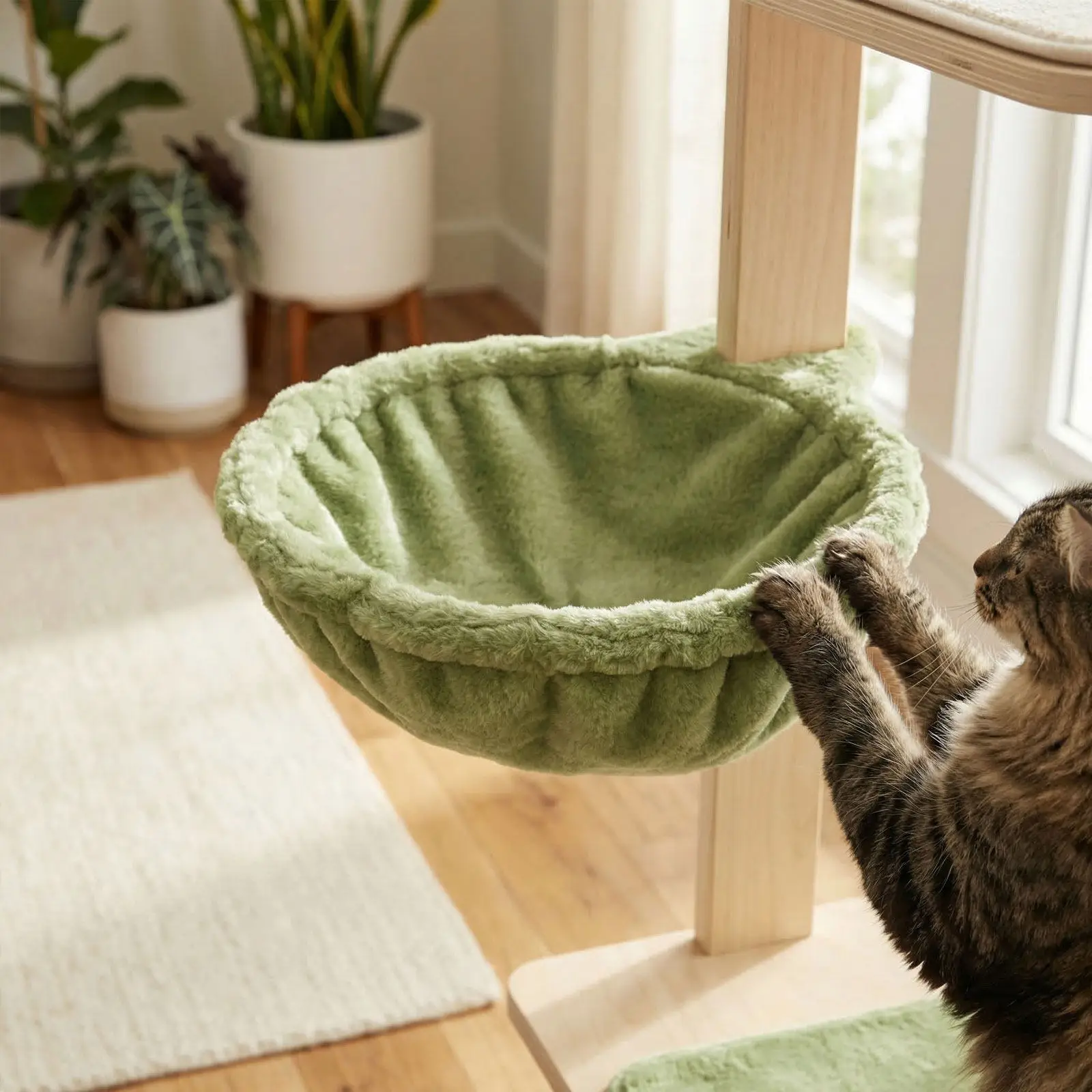 猫用ハンモック、ツリーへの取り付け用、14インチ、吊り下げ式ベッド、子猫用、休憩用、猫用ツリー交換部品