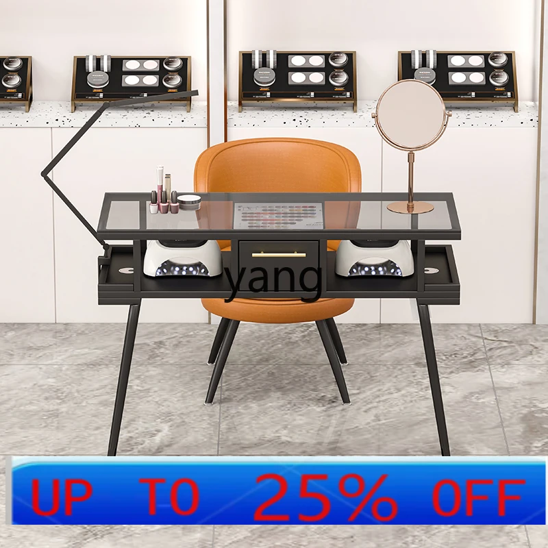 

LH embedded vacuum cleaner manicure table table and chair cover light luxury simple glass