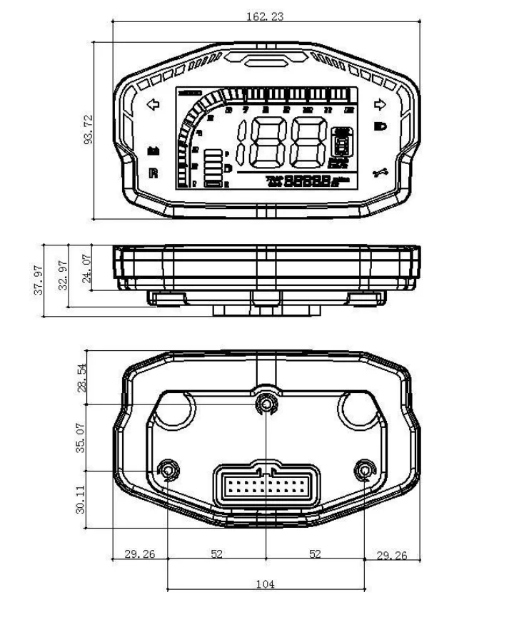 48V-96V DKD LCD 속도계 대시보드 디스플레이 전기 자전거 스쿠터 오토바이용