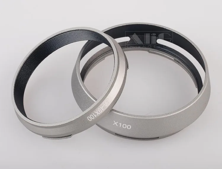 محول عدسة الكاميرا المعدني LA-49 + غطاء العدسة 49 ملم لـ Fujifilm Fuji X100 X100S X100T X100F X100V X70 (فضي/أسود)