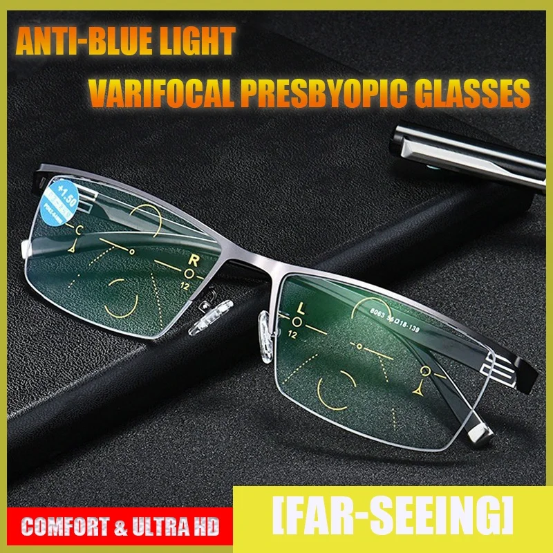 

FG Dual Light Anti-blue Light Reading Glasses for Men's Business Glasses +1.0 To +4.0