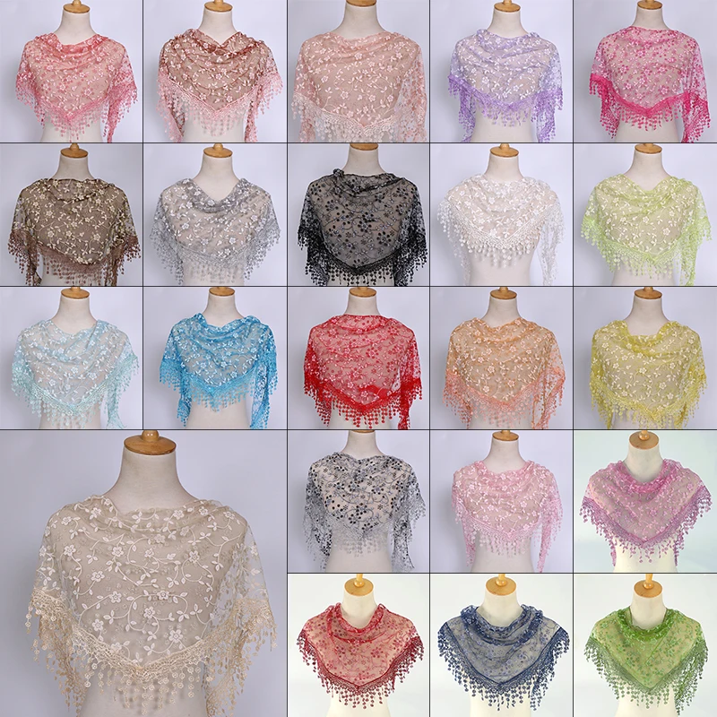 2024 Nieuwe Franjes Sjaal Vrouwelijke Sjaal Vrouwen Kwastje Sjaals Sjaals Hollow Out Hijab Vrouwen Kant Bloem Sjaal Wrap Hoofddoek Sluier