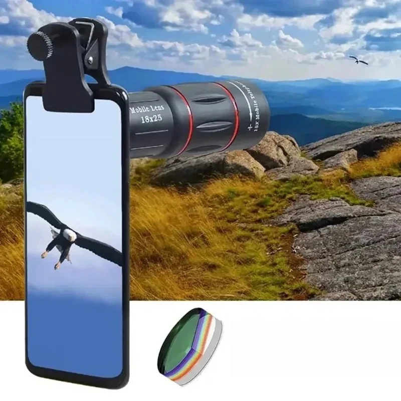 HD Monocular Telescope 18X25 High Magnification Mobile Phone External Telephoto Lens for Photography Outdoor Activities