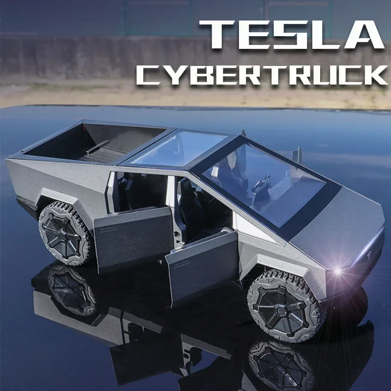 

1:24 Tesla Cybertruck Pickup SUV Alloy Car Model Diecast Metal Toy Off-Road Vehicle Truck Sound Light Kids Toy Collection A393