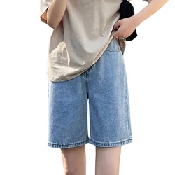 Women's Retro Large Size Denim Shorts Unisex Style Wide Leg Capris Vintage Street Summer Female High Waist Loose Short Jeans 5XL