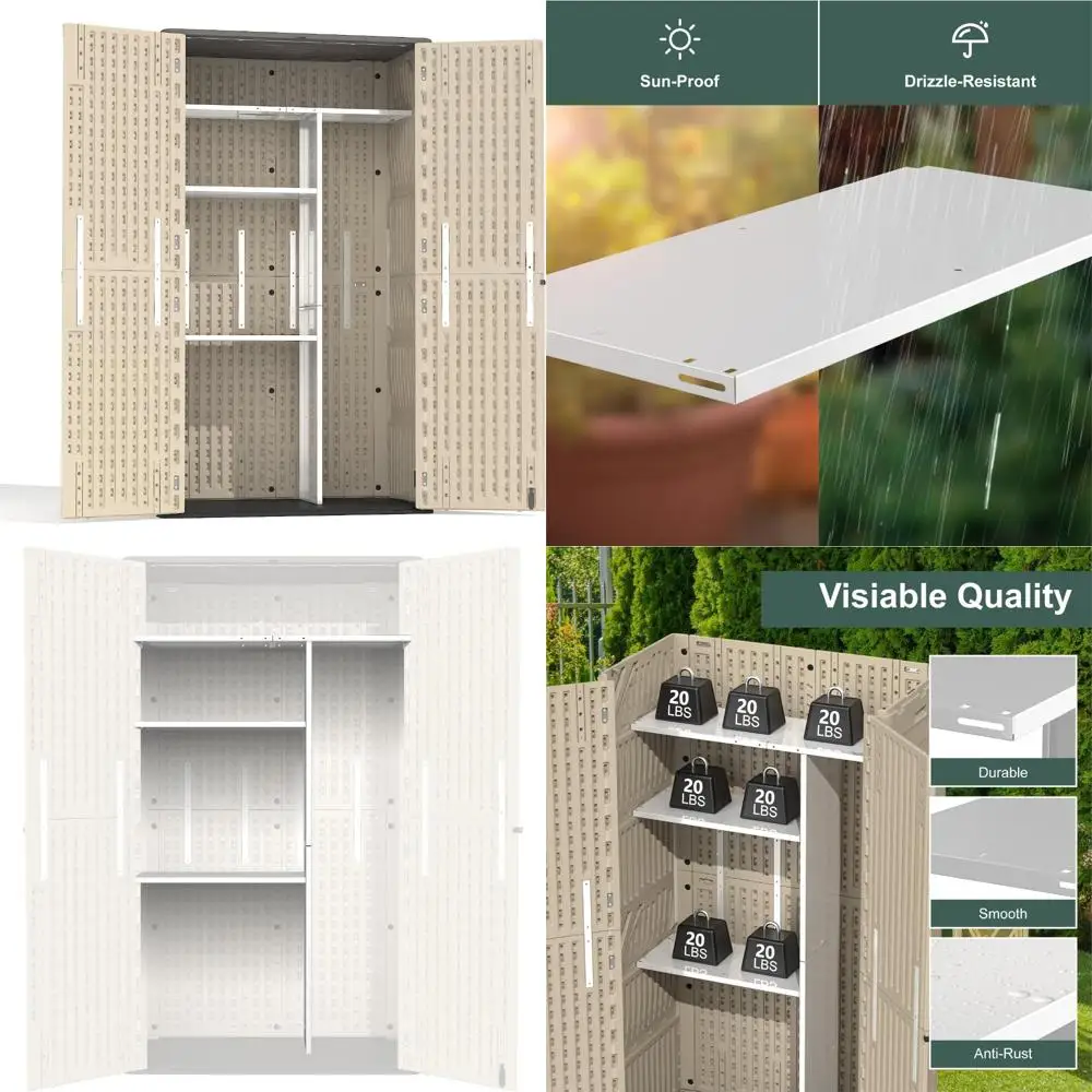 رف تخزين معدني مقاوم للطقس في الهواء الطلق لـ 60 خزانة أدوات مكعبة للقدم، مثالي للتخزين العمودي مع البراغي والصواميل #1