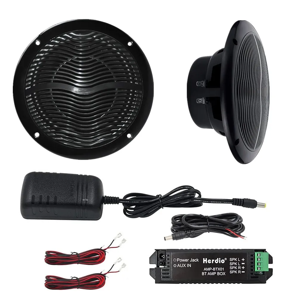 Herdio 6.5'' 120W Waterproof Ceiling Audio Bluetooth Marine Speaker Audio System Flush Mount Loud Speaker Suitable For Boat Home