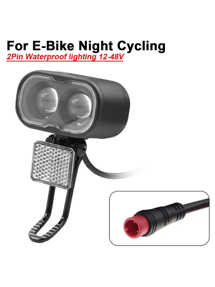AliExpress NONE E Bike Accessories Lithium Battery Modification Part Ebike Headlight 12-48V Night Riding Equipment Lighting Waterproof Head 2PIN