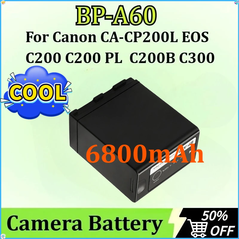 

Replacement BP-A60 98Wh Camera Battery for Canon CA-CP200L EOS C200B C300 C200 C200 PL Mark II XF705 6800mAh Battery