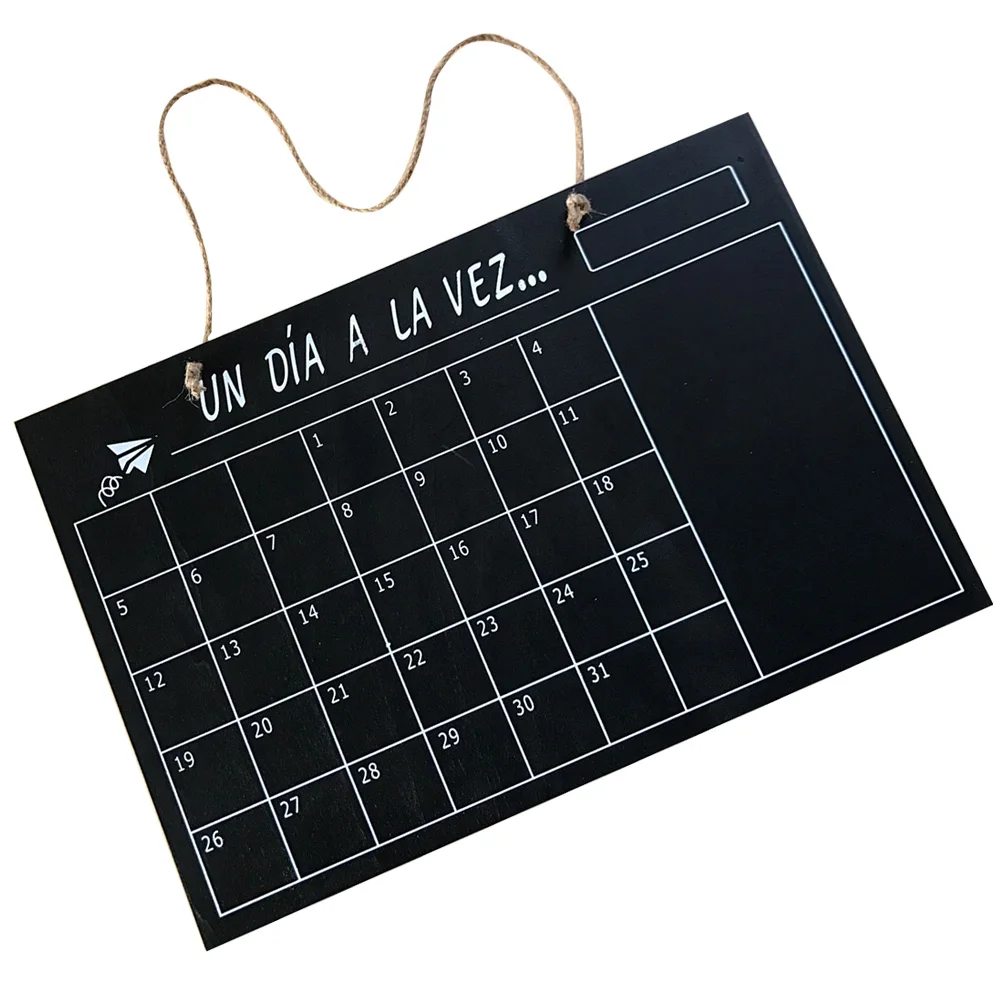 Wood Blackboards Single-Sided Hanging Wall Monthly Plan Board Erasable Chalkboard for Kids Crafts Weddings Party Message Board