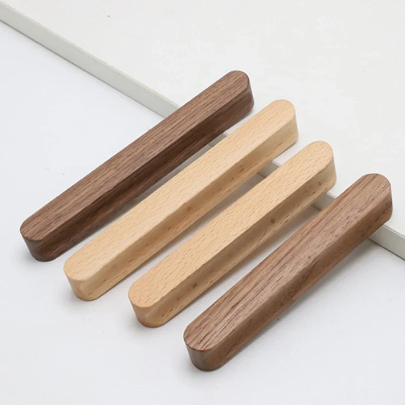 Cabinet Door Wooden Handle Cupboard Door Handle Beech Black Walnut Drawer Log Solid Wood Small Handle Dresser Kitchen Handles