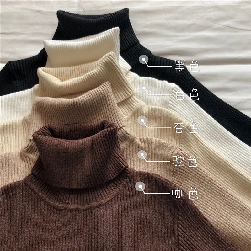 Pullovers Women Sweater 2025 Casual Autumn Spring slim-fit high-neck long-sleeved Base Shirt Sweater Knitted women's Clothing