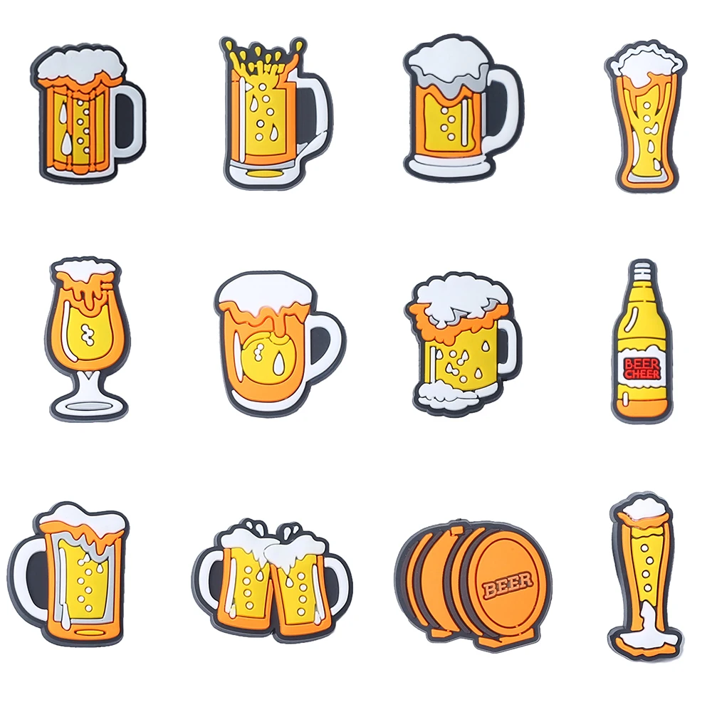 12pcs/set beer Series ​for Shoe Charms Accessories for Classic Clog Shoe Decoration Fit Wristband Kids Gifts