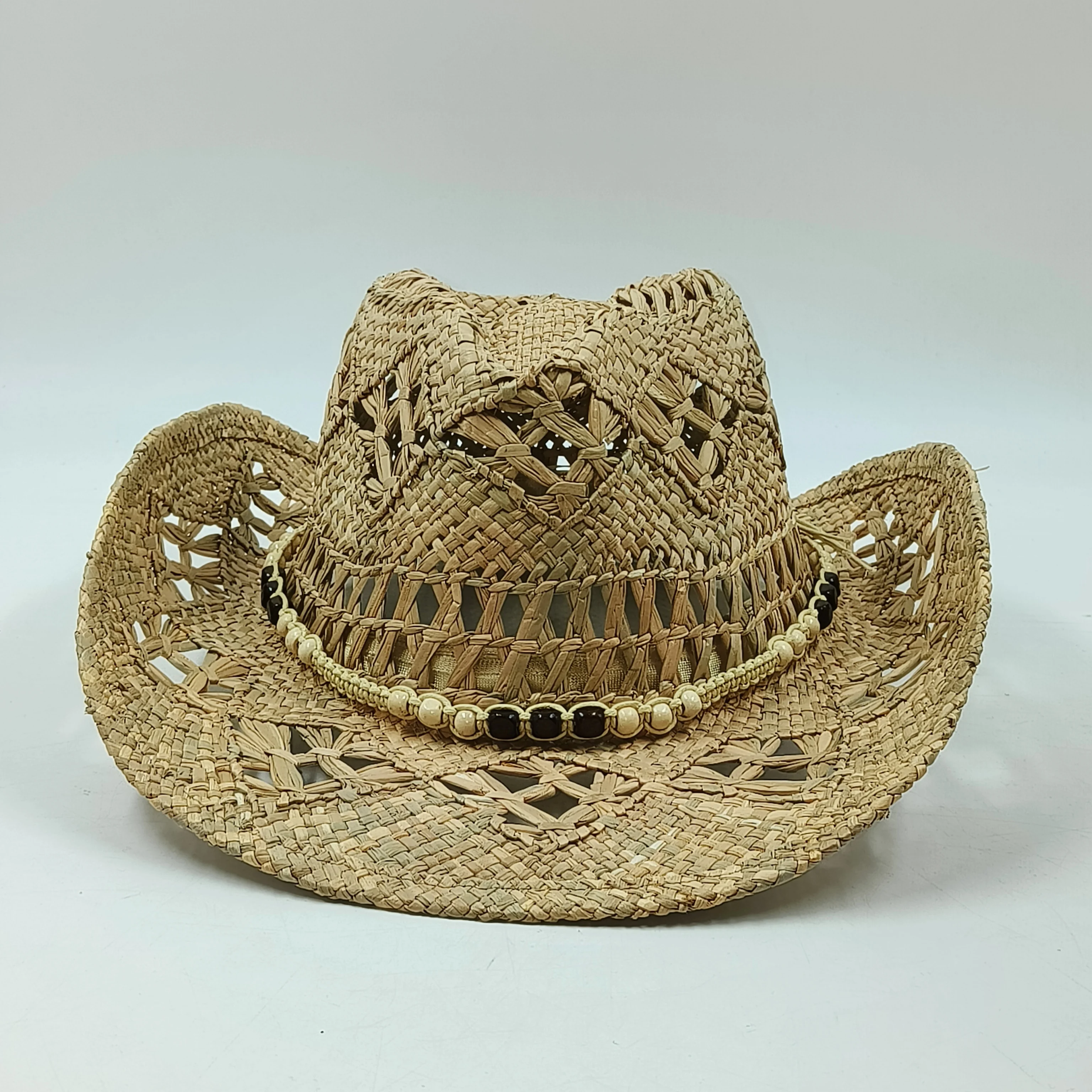 Western Cowboy Straw hat women Fashion Large Brim nature straw hat summer retro cowboy Sunshade Jazz Hat sombrero vaquero hombr