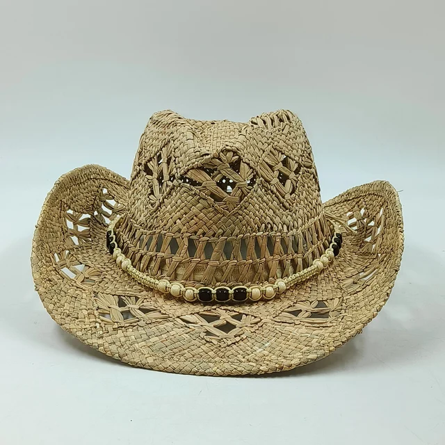 Western Cowboy Słomkowy kapelusz damski Moda Duże rondo natura słomkowy kapelusz lato retro kowbojski parasol przeciwsłoneczny Jazz Hat sombrero vaquero hombr