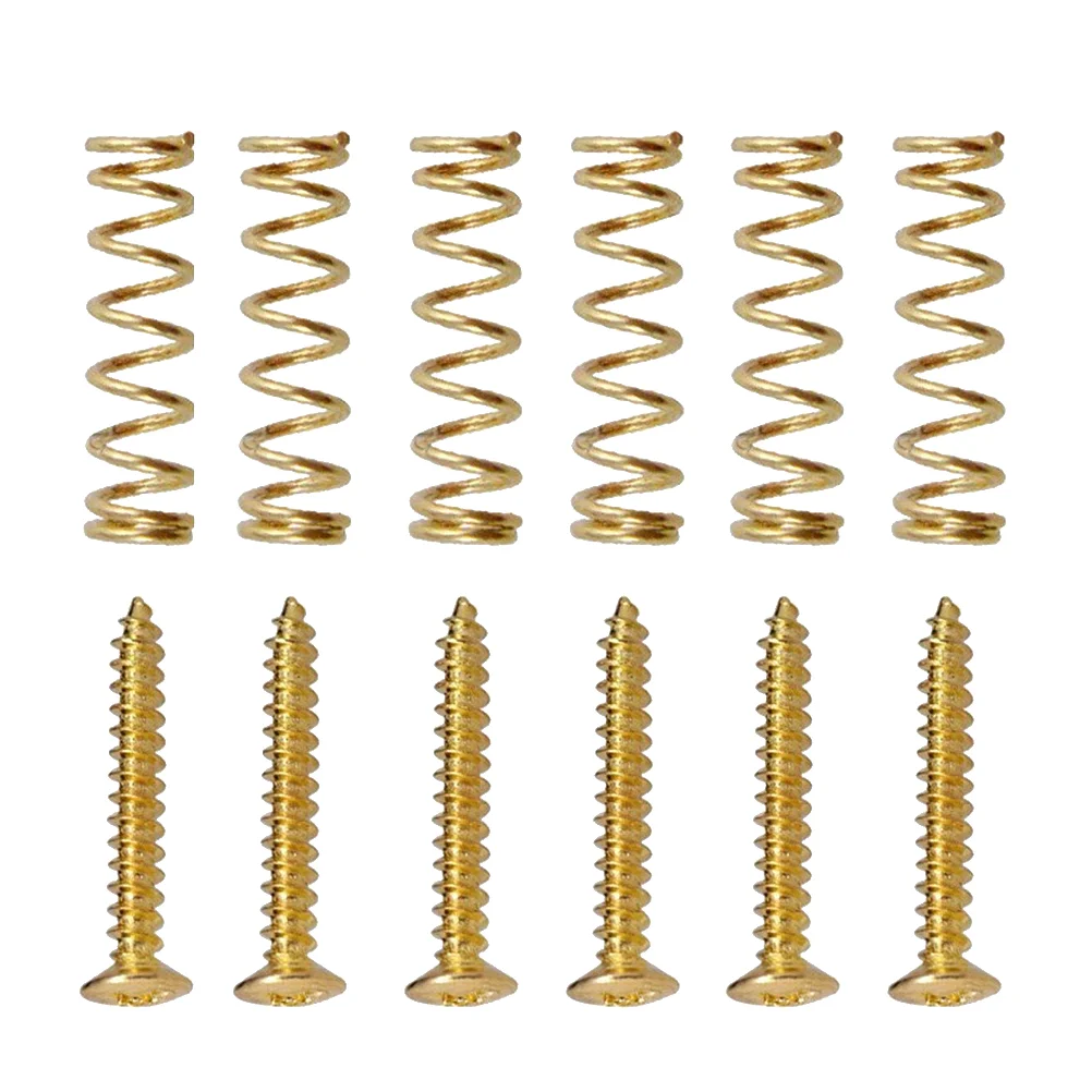 Pack of 6 Electric Guitar Single Coil Pickup Screws with Springs (Gold) pickup screws guitar pickup screws and springs