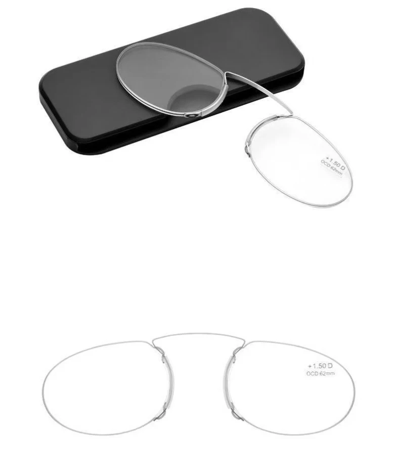 Legless Nose Clip On Reading Glasses Portable Rimless Lazy Eyeglasses Men Wome Presbyopic Eyewear Magnifying Glasses +1.0~+3.0