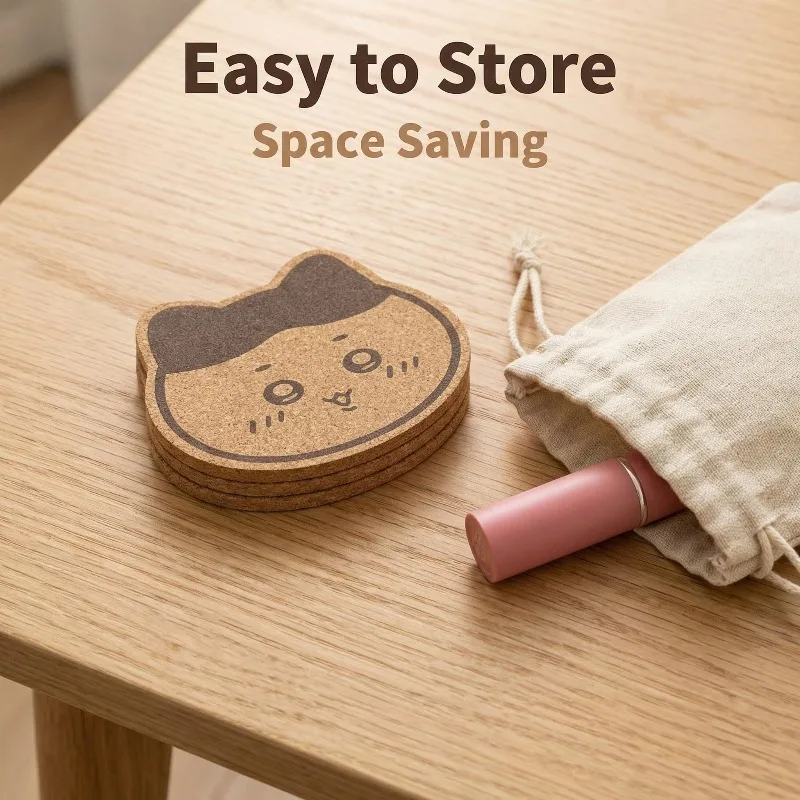 Kawaii Chiikawa Wooden Coaster Cartoon Cup Mat Non Slip Heat Resistant Drink Pad Home Table Decor Gift view 3