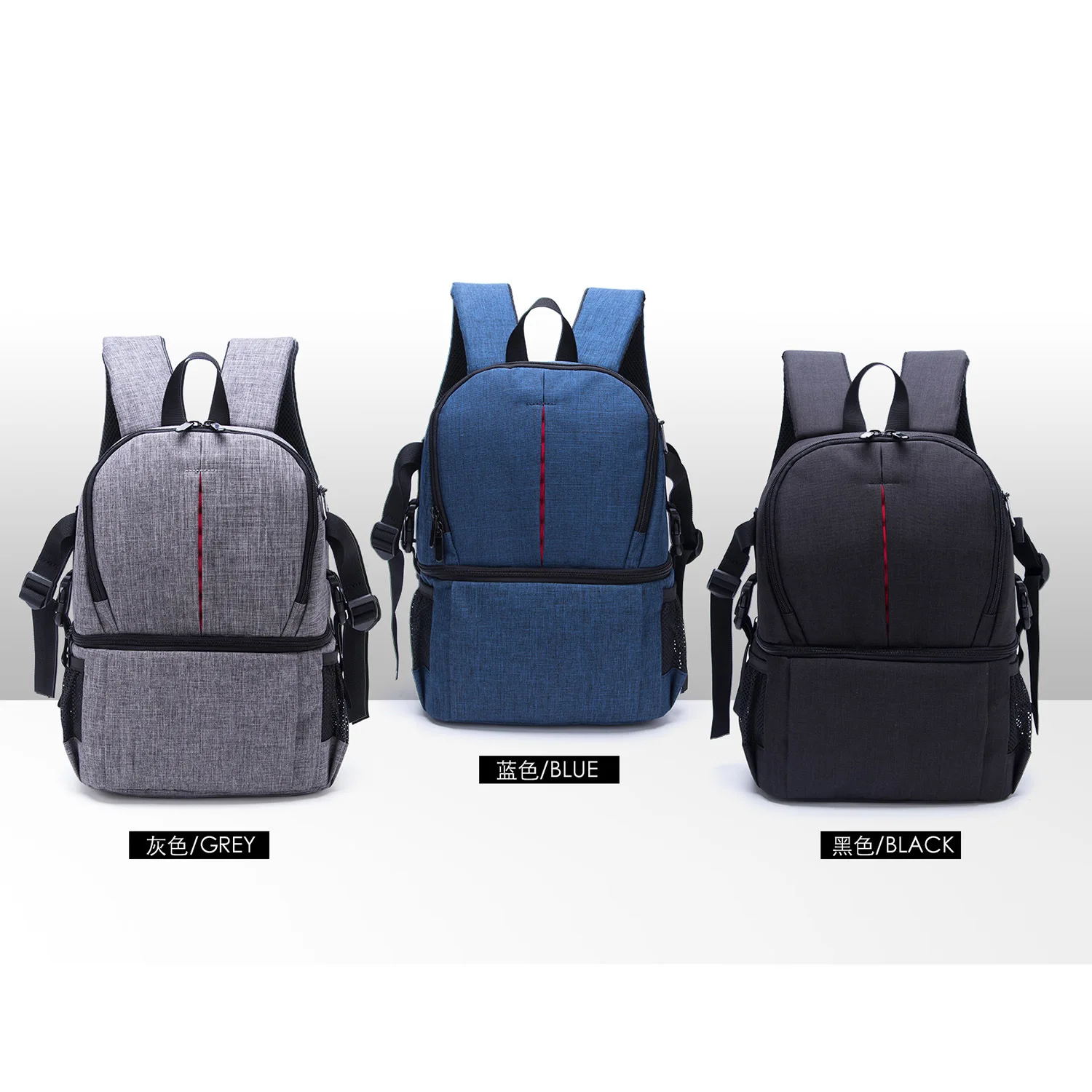 Double shoulder photo bag Multifunctional double-layer waterproof and wear-resistant Oxford cloth fashionable digital camera bag