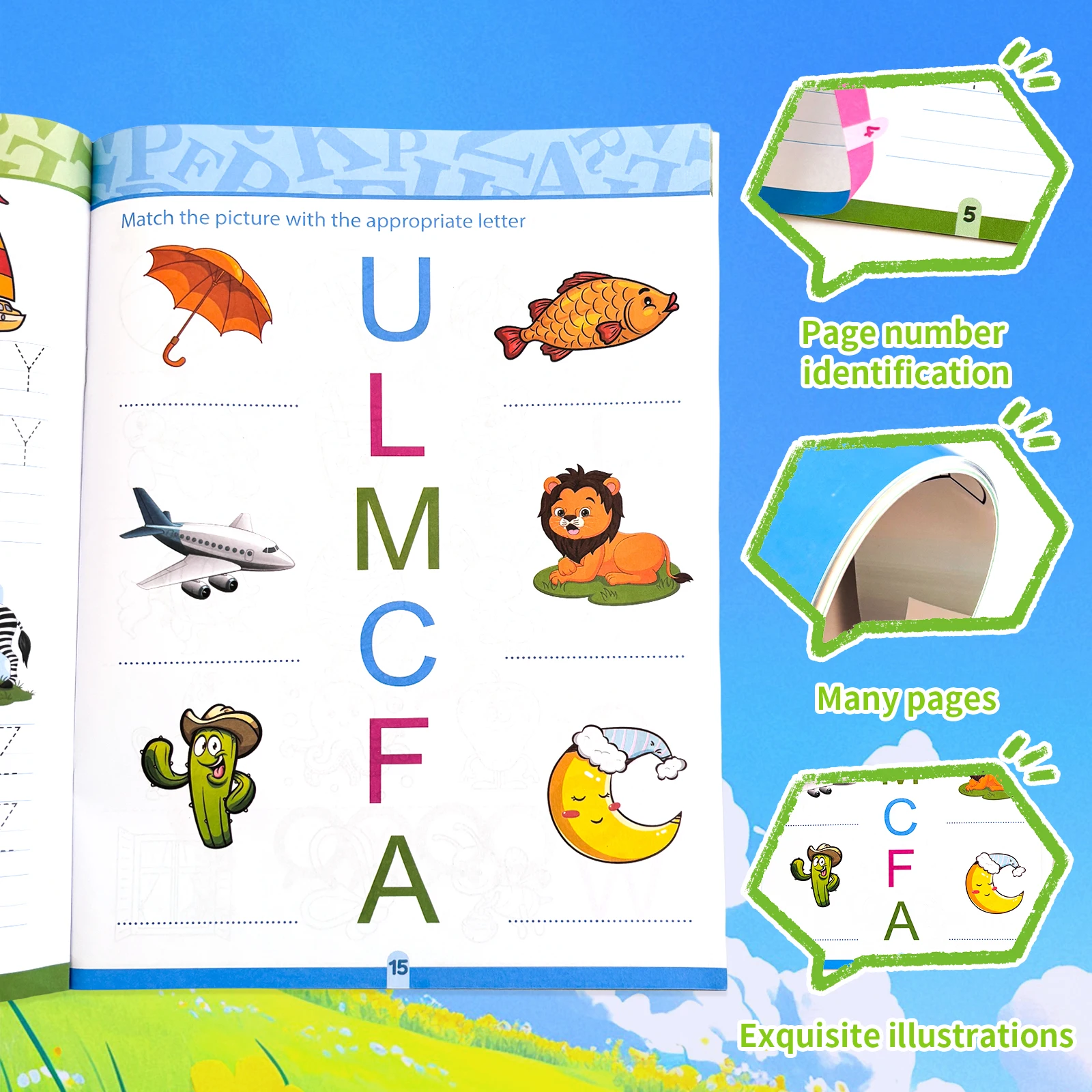 2h1 Children's Letter Coloring Book, Fun Drawing for learning English Letters, Educational books for children aged 3-6