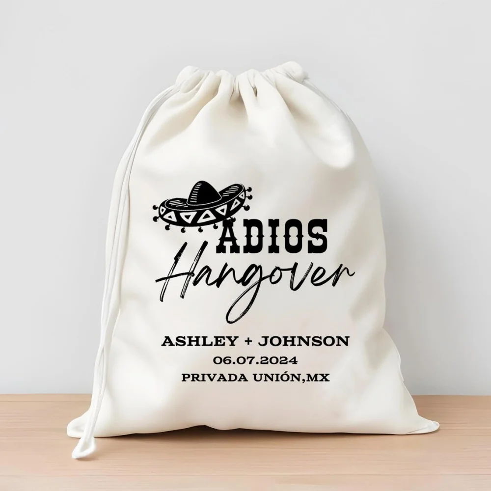 25 pcs Custom Adios Hangover Bag-Hangover Kit Bags-Mexico Bachelorette Kit-Destination Party Bags-Bachelorette Party Gift Bags