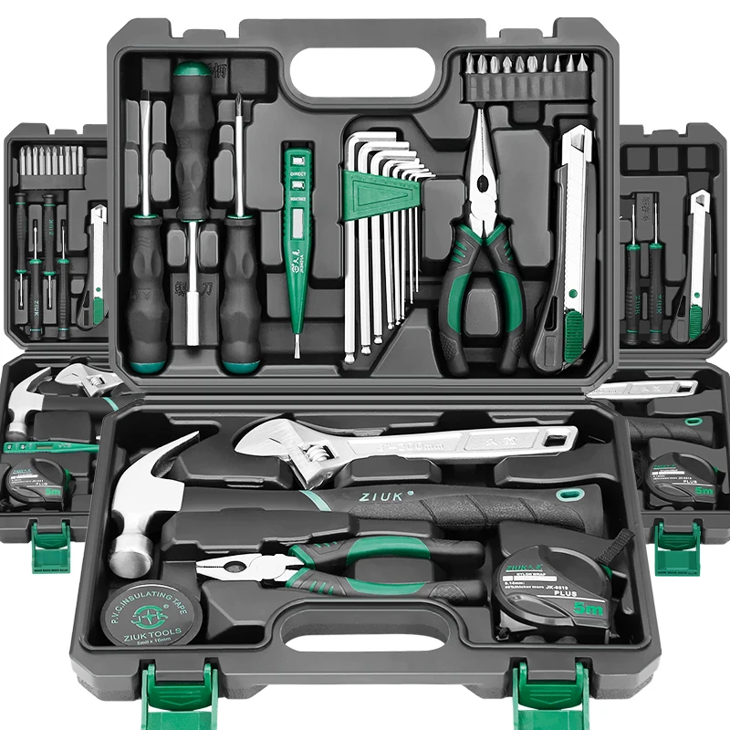 Carpentry Metal Toolbox Complete Toolkit Shockproof Hand Movement Multifunctional Plastic Tool Bag Hammer Tongs Tools Packaging