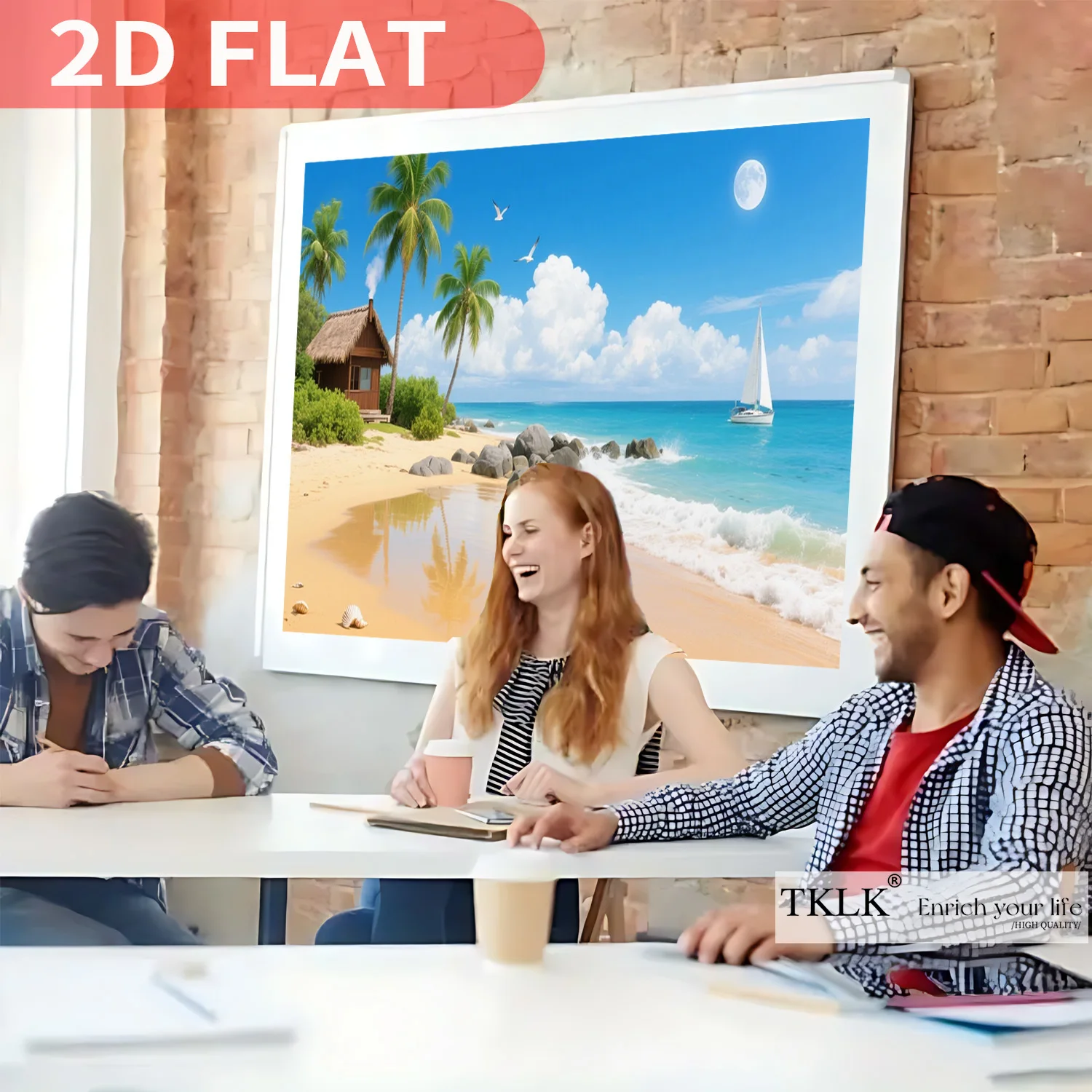 

1pc Printing Tropical Beach Scene Summer Garage Door Decoration Tapestries, Large Vibrant Party Backdrop, Vibrant Tropical Scene