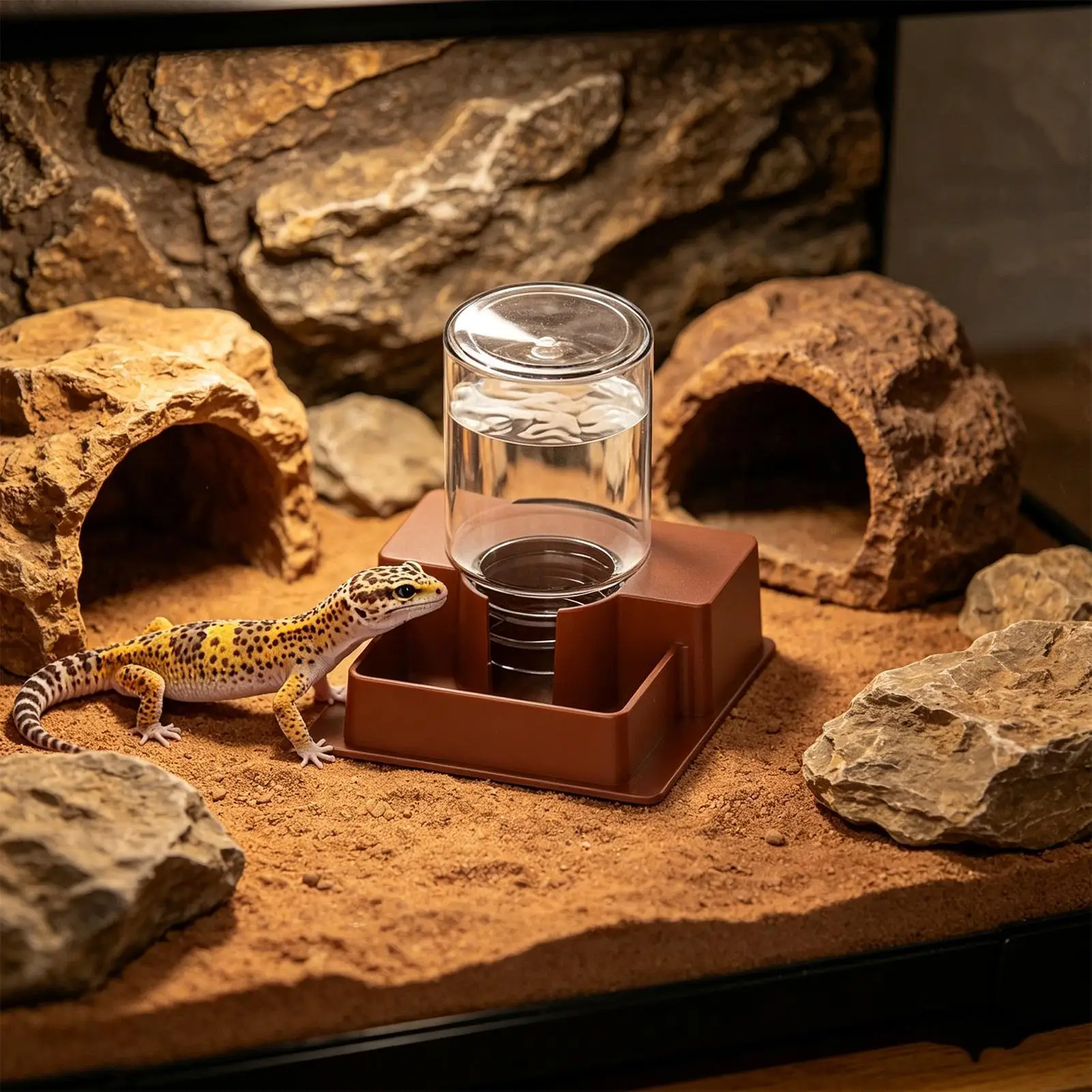 Automatic Reptile Water Feeder Leak-Proof Gravity Dripper No-Spill Waterer For Gecko Snake Lizard, Bearded Dragon, Indoor Tank
