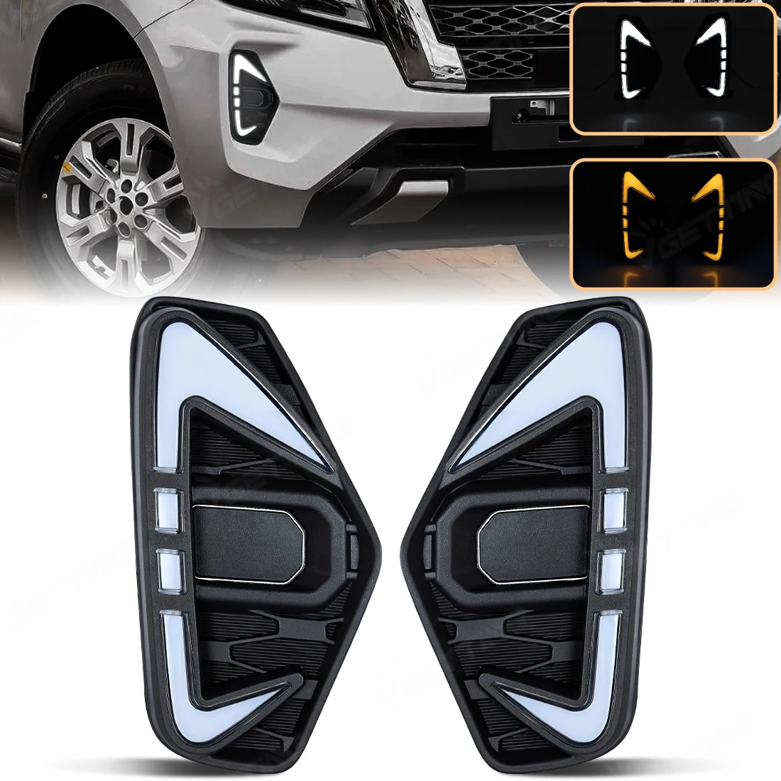 

1 Set Daytime Running Light Assembly For Nissan Navara NP300 Frontier 2020 2021 White DRL Yellow Turn Signal Lamp Waterproof