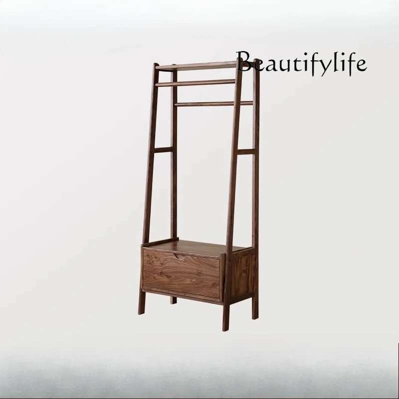 

North American black walnut floor-to-ceiling solid wood coat rack integrated Nordic bedroom bedside furniture designer