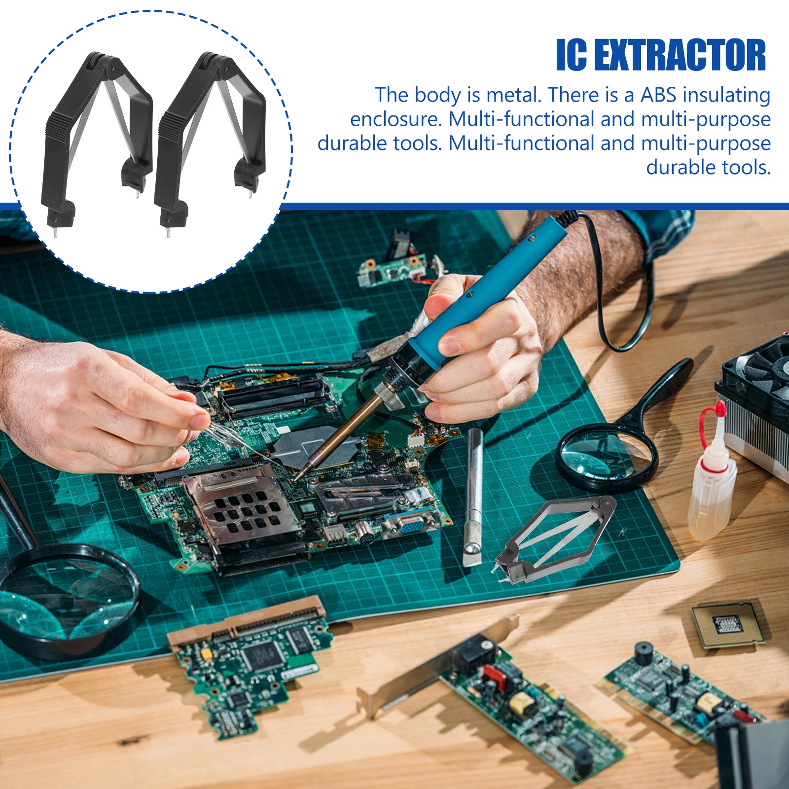 

2Pcs Ic Puller Plcc Removal Extractor Tool Anti-Static Spring Assisted Chip Extractor Durable Ic Puller Chip Extraction Tool