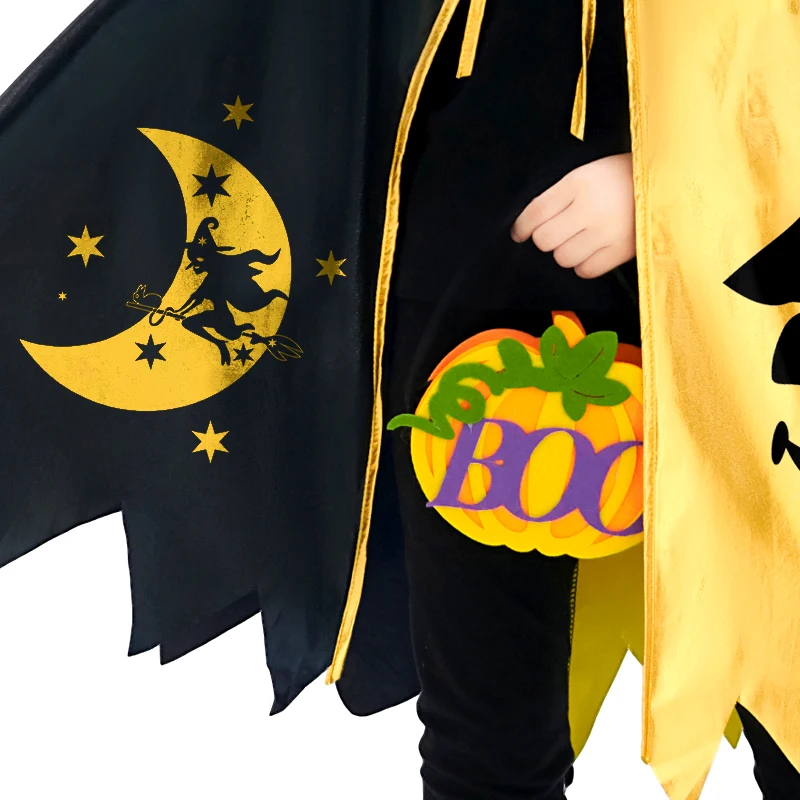 Halloween Boys Girls Wizard Cape with Hat In Christmas Party Costumes for Kids Cosplay Cloak Fancy Dress Up