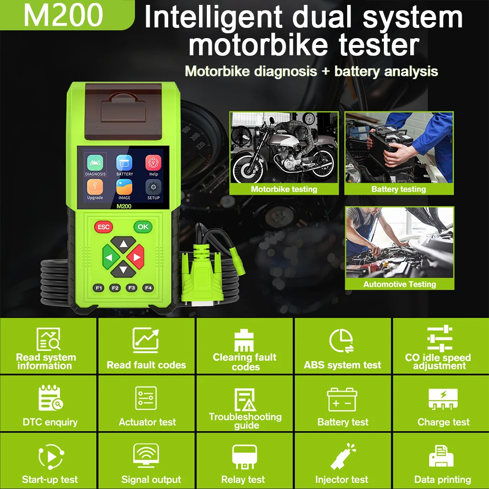 

JDiag M200 мотоциклетный диагностический сканер OBD2 считыватель кодов неисправностей Moto диагностический анализ ремонтный инструмент для Yamaha Kawasaki Honda