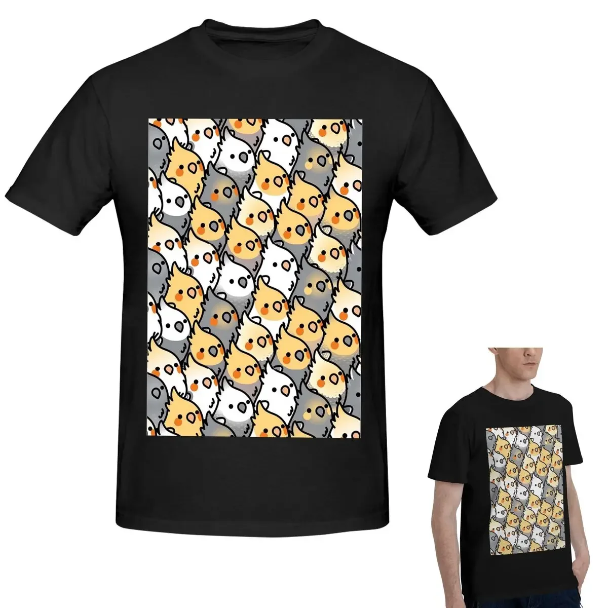 100% Cotton Chubby Cockatiel Party T-Shirt Men's Classic Oversized T Shirt Men Round Neck Summer Shirts Tops S-6XL