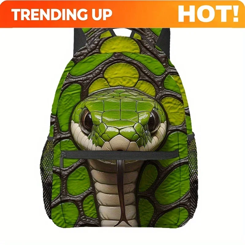 Custom Green Dragons Aboriginal Style Snake Print Backpack - Lightweight Foldable Daypack with Adjustable Padded Straps