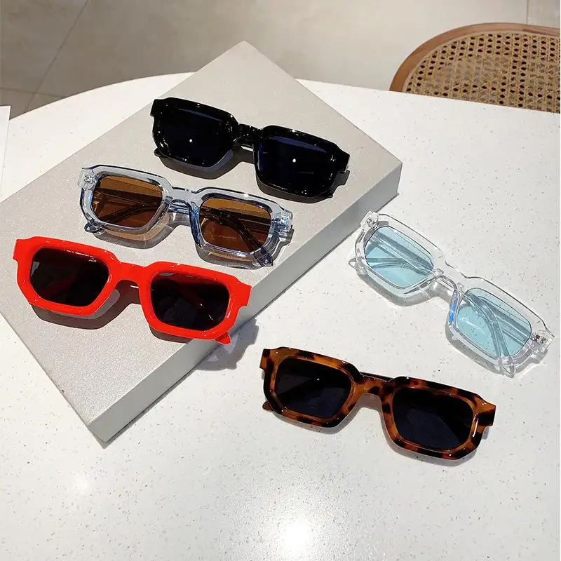 Vintage UV400 Protection Square Frame Sunglasses Y2K Small Shades Punk Sun Glasses for Women & Men