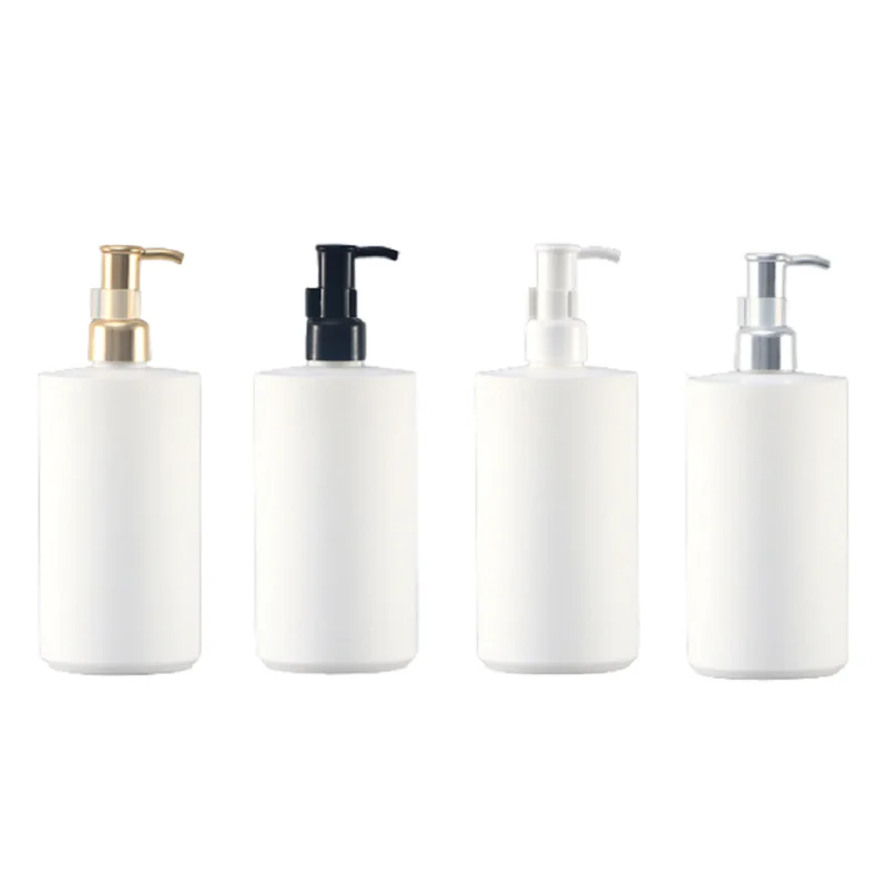 

Portable White Plastic Bottle 300ML 500ML Four Color Lotion Press Pump Bring Card Buckle Refillable Packaging Container 10Pieces