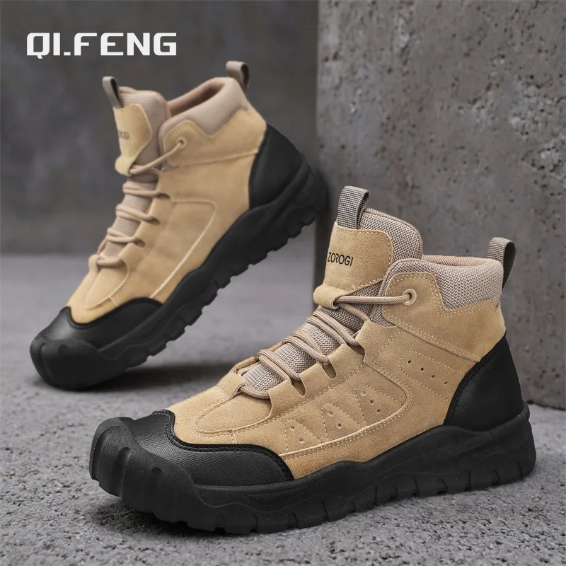 

Large Hot selling High Top Men's Shoes Outdoor Anti slip and Wear Resistant Mountaineering Shoes Spring Autumn Leisure Sneaker